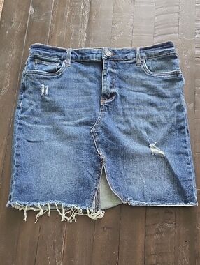 Kut from the Kloth Blue Distressed Denim Mini Skirt